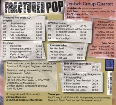 JENTSCH GROUP QUARTET FRACTURED POP NEW CD & DVD