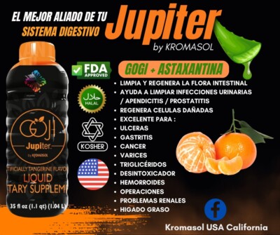 Aloe Pulp, Goji, Vitamin C Liquid Dietary  Supplement  Jupiter By Kromasol 