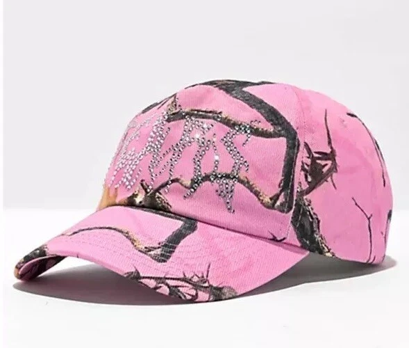 Personal Fears Pink Rhinestone Camo Adjustable Baseball Cap Strapback NWOT $36