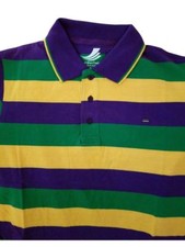 Adult Large Mardi Gras Rugby Stripe Purple Green Yellow Knit SS Shirt