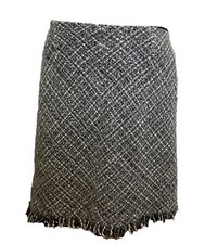 Apostrophe Women's Petite 8 Wool Blend 90s Skirt Gray Knit Tassel size 8p