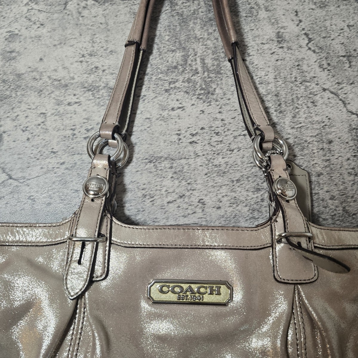 Coach Leather F16565 Metalic Gold-Tone Purse Shoulder Bag