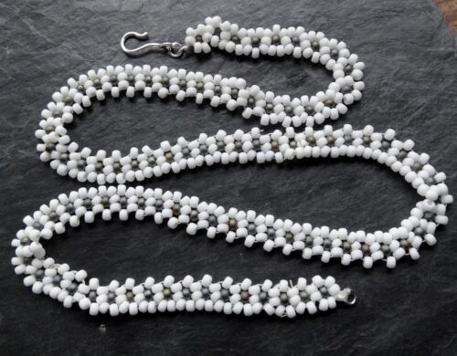 Miyuki glass bead woven daisy flower necklace sterling silver clasp C334 - Afbeelding 1 van 4