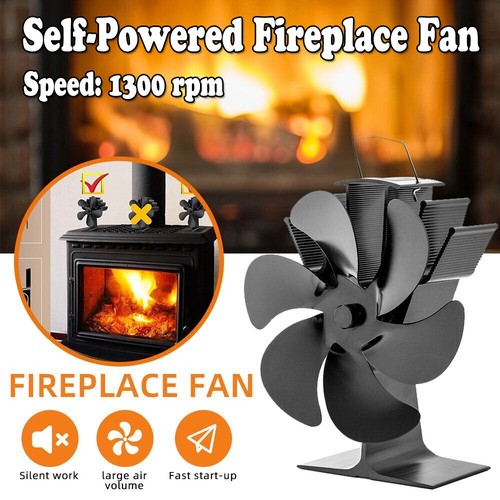 6 Blades Fireplace Fan Stove Fan Heat Cocoon Self-Powered Wood Burner ...