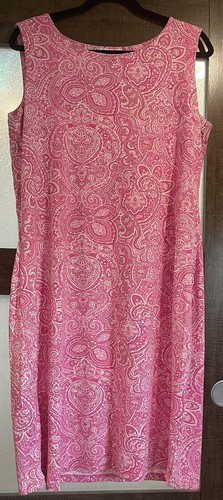 CHARTER CLUB Paisley Bandana Shift Dress Pink Sleeveless Jersey Women's 3XL