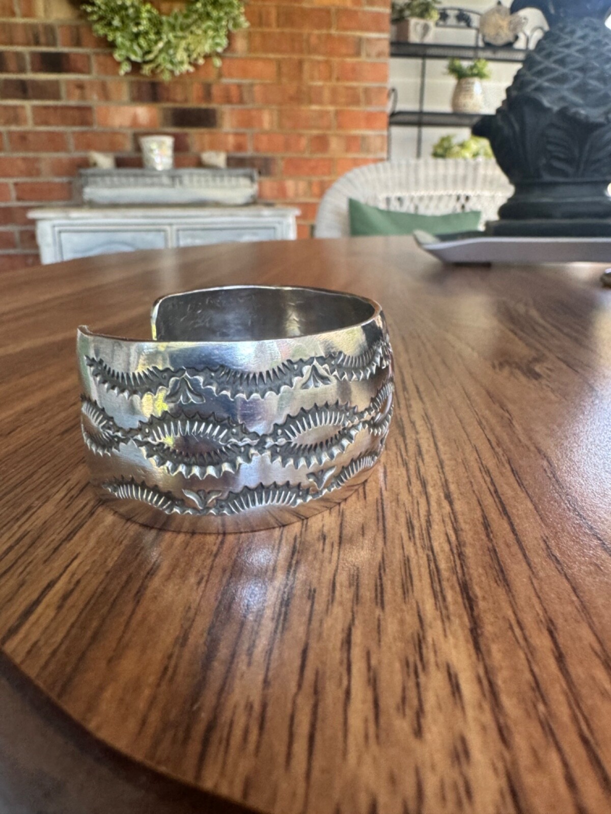 Solid Heavy Tunisian Cuff Bracelet in Excellent C… - image 2