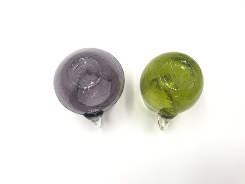 Vintage Hand Blown Crackle Glass Mini Pitchers Creamer Applied Handle - Set of 2 - Picture 4 of 8