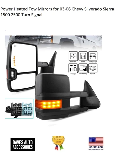 Power Heated Tow Mirrors for 03-06 Chevy Silverado Sierra 1500 2500 Turn Signal