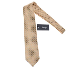 Drake's NWT Neck Tie Beige w/ Blue & Green Mini Floral / Geo Pattern 100% Silk