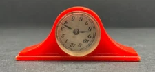 Vintage Renwal Dollhouse Plastic Mantel Clock - Red & White 77