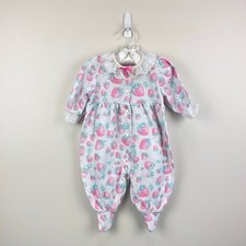 Vintage Carter's Lace Ruffle Strawberry Footie Romper Baby Girl 3-6 Months USA