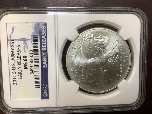 2011 S NGC MS69 Silver 1oz Dollar U.S. Army Commemorative UNC early release