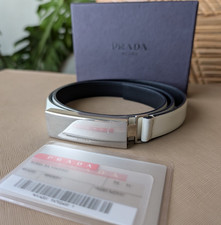 Vintage Prada White Nylon/Leather Belt Size 31