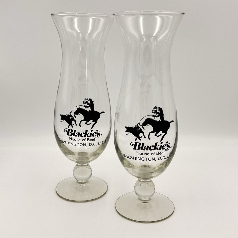 Hurricane glasses from Blackie's House of Beef — a legendary DC steakhouse — are a genuine slice of American dining history you can drink from.