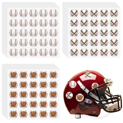 Geyee 300 Pcs 12 Sheets Helmet Stickers 1.18 Inch Baseball about 3 cm, White