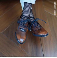 1/3 id75 Brown Hand-Distressed Leather Shoes Formal Dress Shoes Fit BJD Doll