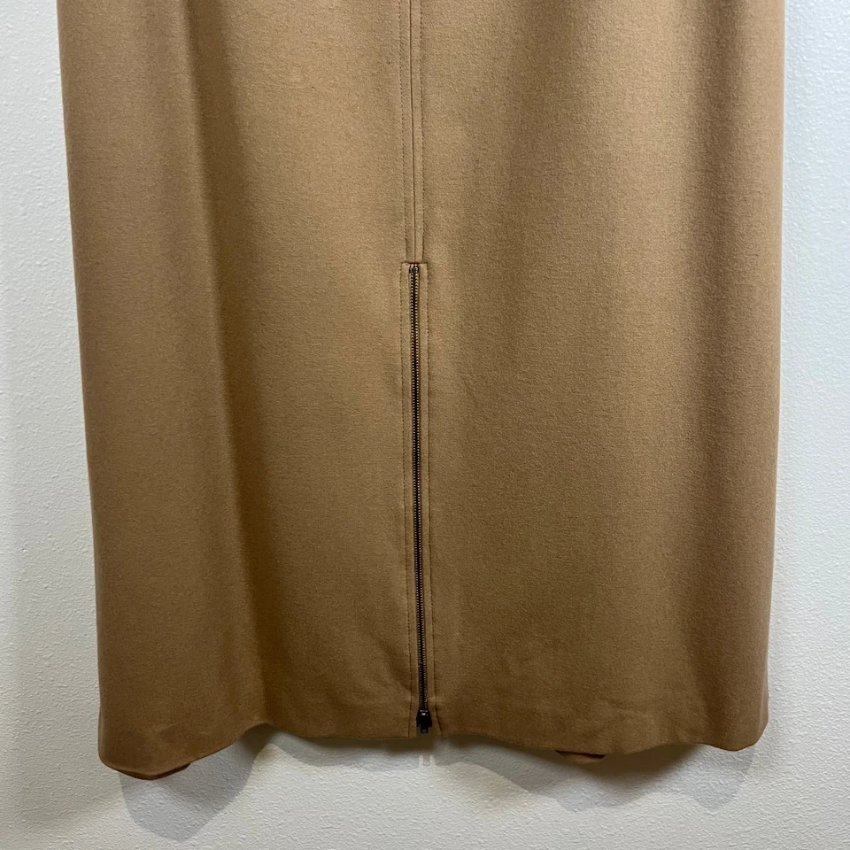 VTG Harvé Benard Wool Skirt Sz. S Camel Brown Zip Front Midi Preppy Academia - Image 4 of 4
