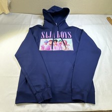 Mens KPop Demon Hunters Saja Boys Group Shot Pullover Hoodie Blue Small 3978