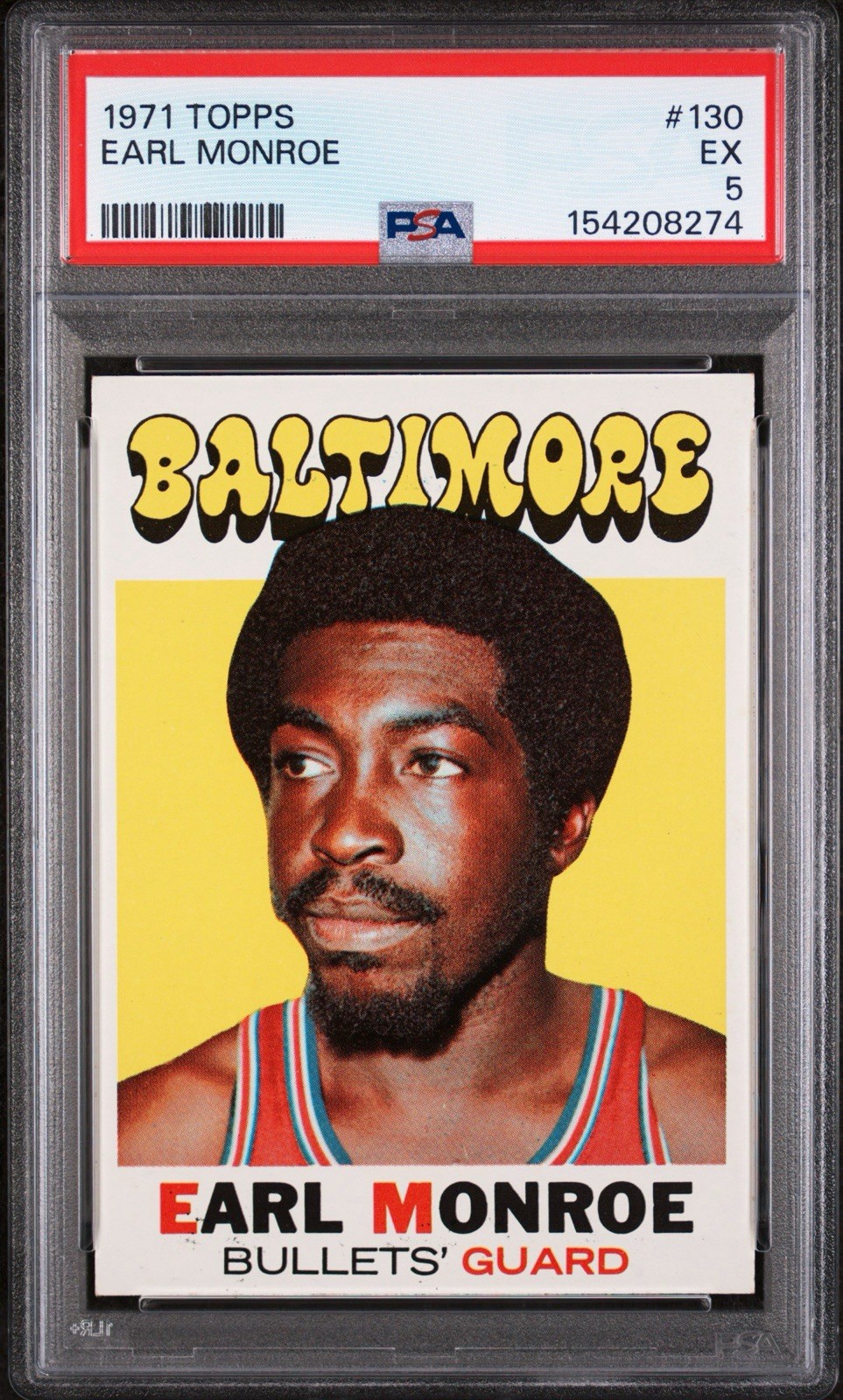 1971 Topps #130 Earl Monroe PSA 5 EX - Crisp Corners and Edges