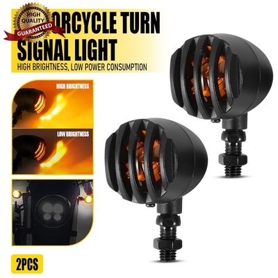 2PCS Motorcycle Turn Signal Front Rear Lights Amber For Harley Honda Yamaha