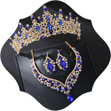 Tiaras and Crowns for Women,Tiaras Earrings Necklace, Crystal Bridal Jewelry Set