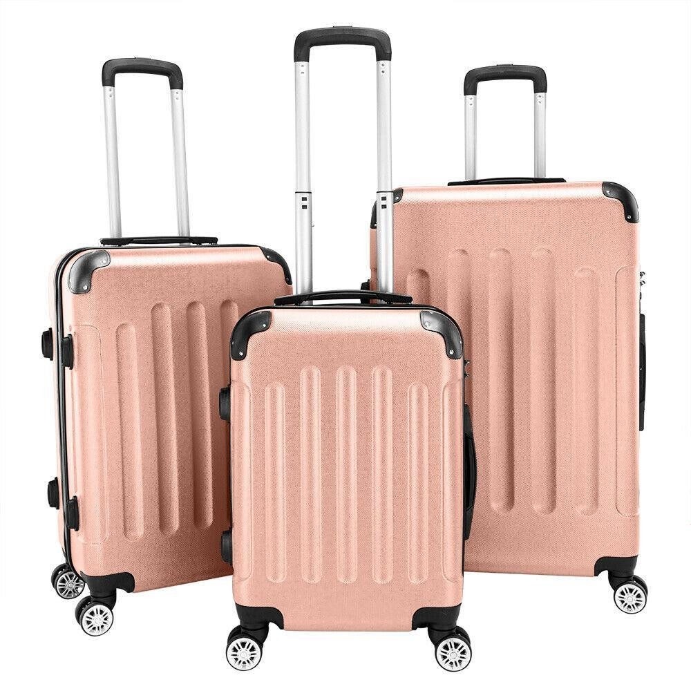 Travel Set Bag Abs Trolley Suitcase New 20" 24" 28" Rose Gold