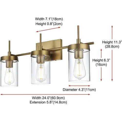 Living District LD7319W24SG Taryin Bathroom Vanity Light Satin Gold - Picture 7 of 8