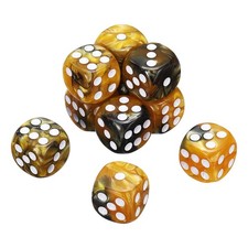 10Pcs 6 Sided Colored Standard Dice Acrylic D6 Game Dice Black/Yellow White