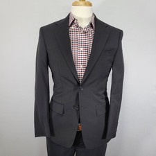 Calvin Klein Men's Sport Coat Blazer Two Button Solid Black Wool Blend XSLIM 38S