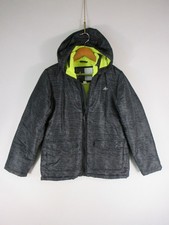 Athletech Jacket Boys XL Hooded Puffer Gray Lime Lined Zipper Front Warm Coat