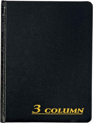 Account Book 7 x 9.25 Inch 3-Column 80 Pages Black Ledger Record Book