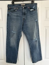 Levis Wedgie Straight Jeans Womens Blue High Rise Button Fly size 33x28