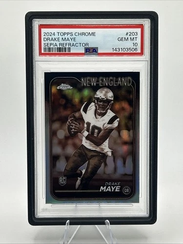 2024 Topps Chrome - Rookies Drake Maye #203 Sepia Refractor (RC) PSA 10