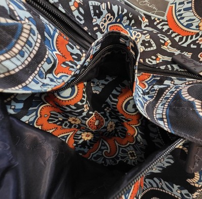 Vera Bradley Campus Backpack In The Retired Marrakesh Pattern Navy Blue & Orange Vera Bradley Marrakesh Print Backpack Navy Blue Orange Nylon  main image 3