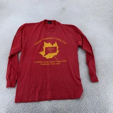 Vtg Central Connecticut Cycling Club L/S T-Shirt M/L Red 1990 LEAF 2 USA Bike