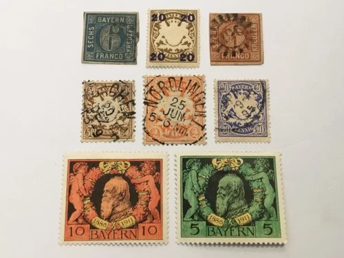 old stamps  BAVARIA   x  8
