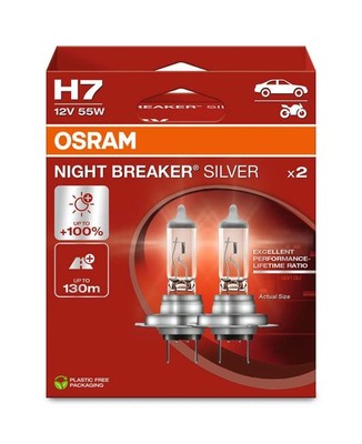 2 Glühlampen H7 12V 55W PX26d OSRAM NIGHT BREAKER  SILVER passend für PKW