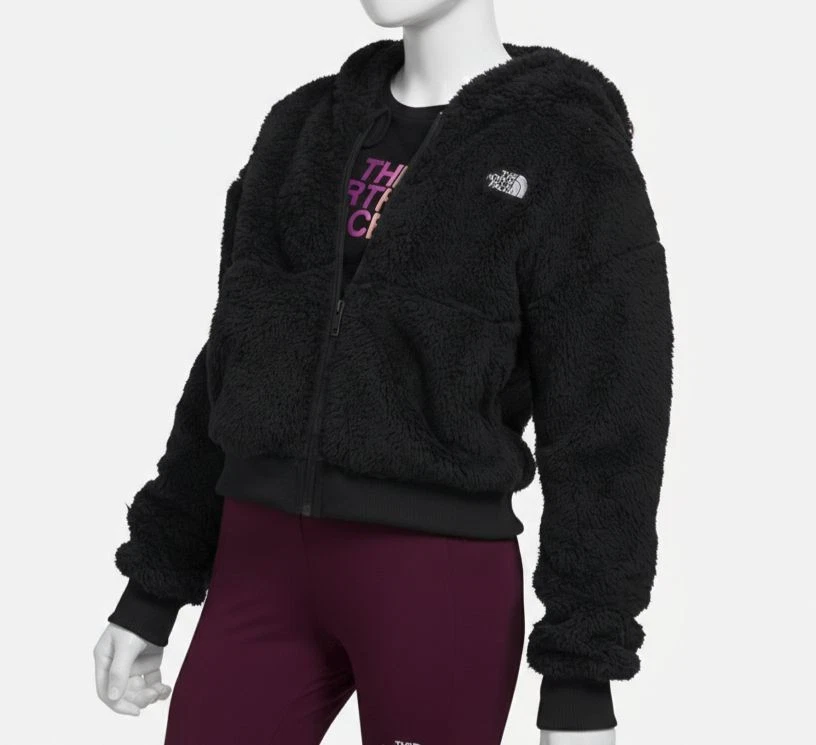 The North Face Kids Girls Black Suave Oso Hooded Fleece Coat Jacket Size M