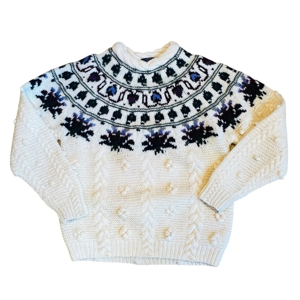 Suéter grueso de lana Woolrich para mujer talla L vintage marfil Fair Isle años 90 Foto 2 de 4
