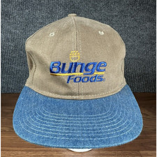 Vintage Bunge Foods Employee Cap Hat Beige Strapback Adjustable Embroidered