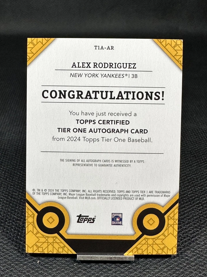 2024 Topps Tier One  ALEX RODRIGUEZ  Gold Foil Auto #'d 07/50  YANKEES LEGEND - Image 2 of 2