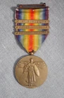 WW1 Victory Medal with 3 Campaign Bars on Ribbon  Military Memorabilia Genuine