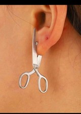 Silver Tone Scissors Shape Dangle Drop Earrin...