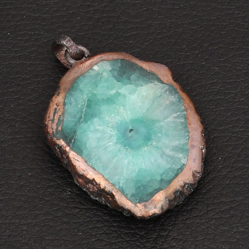 Solar Quartz Gemstone Handmade Pure Copper Pendant Jewelry Gift 1.68" AP-36997