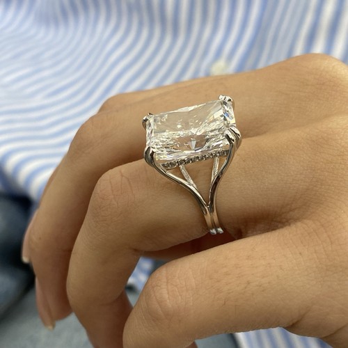 Diamond Women Ring VS1 E IGI Certified Radiant 10.1Ct lab created 14K White Gold - Picture 9 of 11