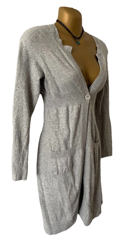 Cárdigan túnica suéter Y2k BCBG gris imperio tejido cachemir mezcla angora talla M Foto 2 de 4