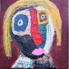 Abstract Expressionism Woman Outsider Art Painting Face Portrait Cubist  Mazie