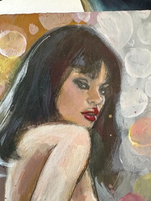 Mark Beachum Vampirella  Dream of a Nude Tease  Original Painting Signed 2016