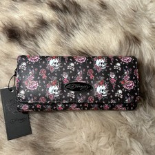NWT Ed Hardy Flap Clutch Wallet - Skulls  Flowers