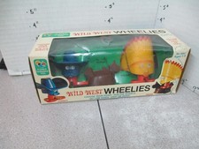 Questor Child Guidance toy 1970s Wild West Wheelies cowboy Indian flicker eyes